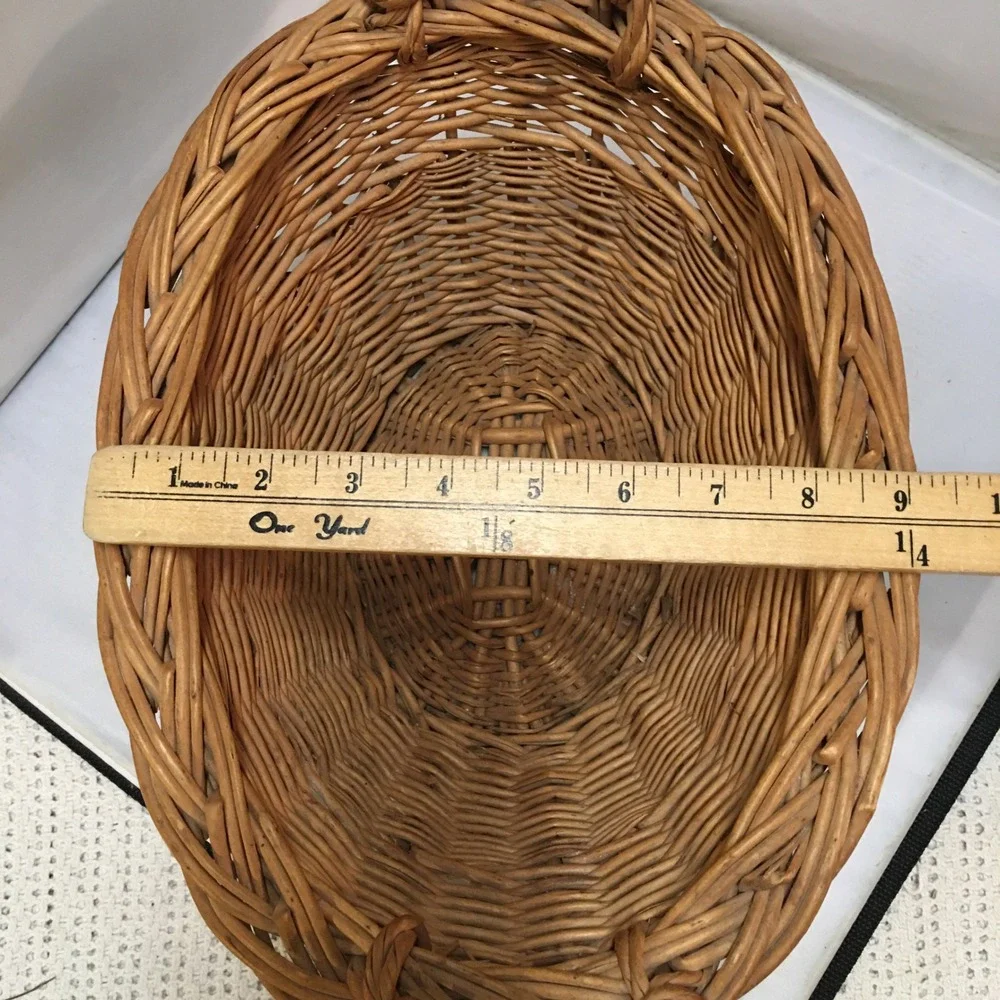 Wicker Basket Home Decor Medium Brown Oval Woven Willow with Handles Cottagecore